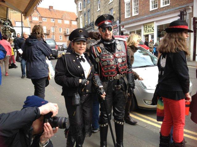 Photo of Goth couple dressed in leather