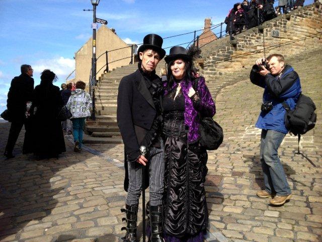 Photo of two Goths at bottom of 199 steps