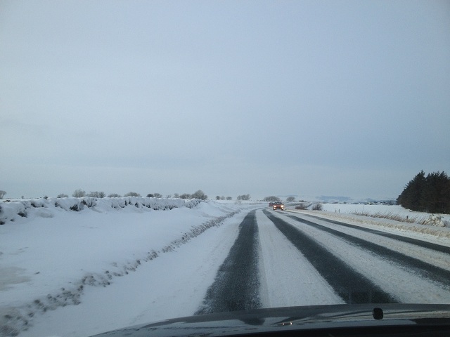 Photo of the snow covered A171 near Whitby